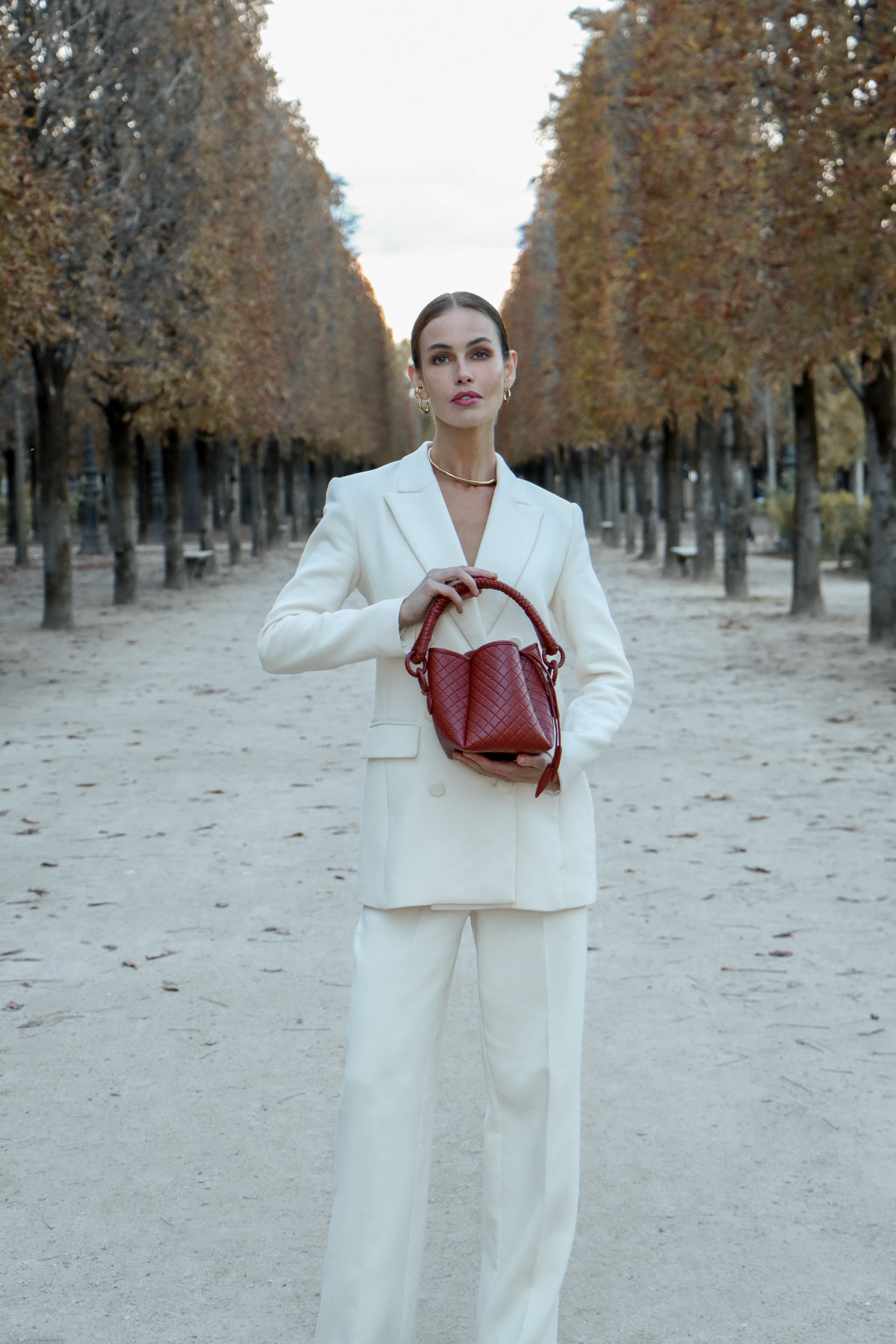 Tulip Mini Bucket Bag, Brick Red