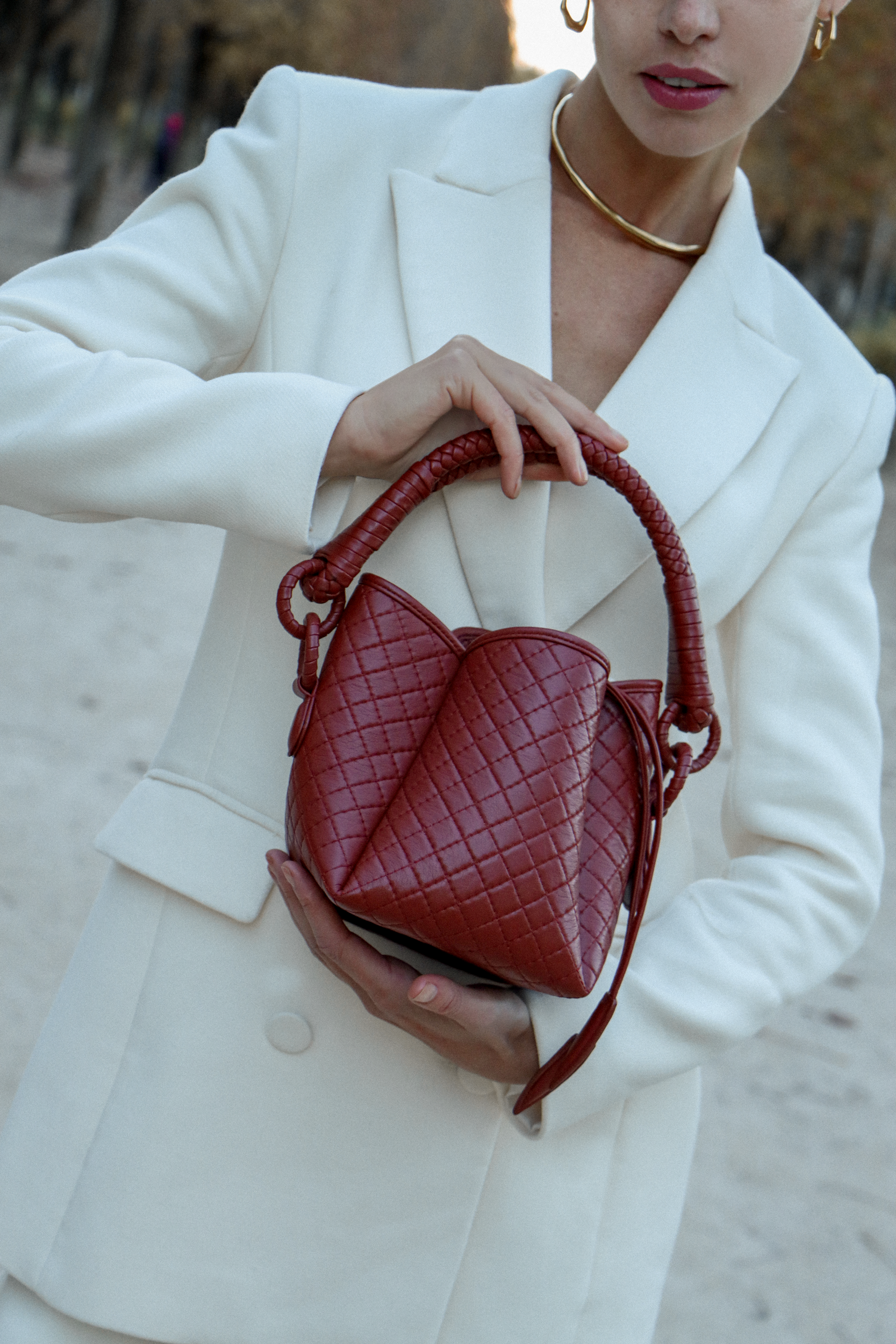 Tulip Mini Bucket Bag, Brick Red
