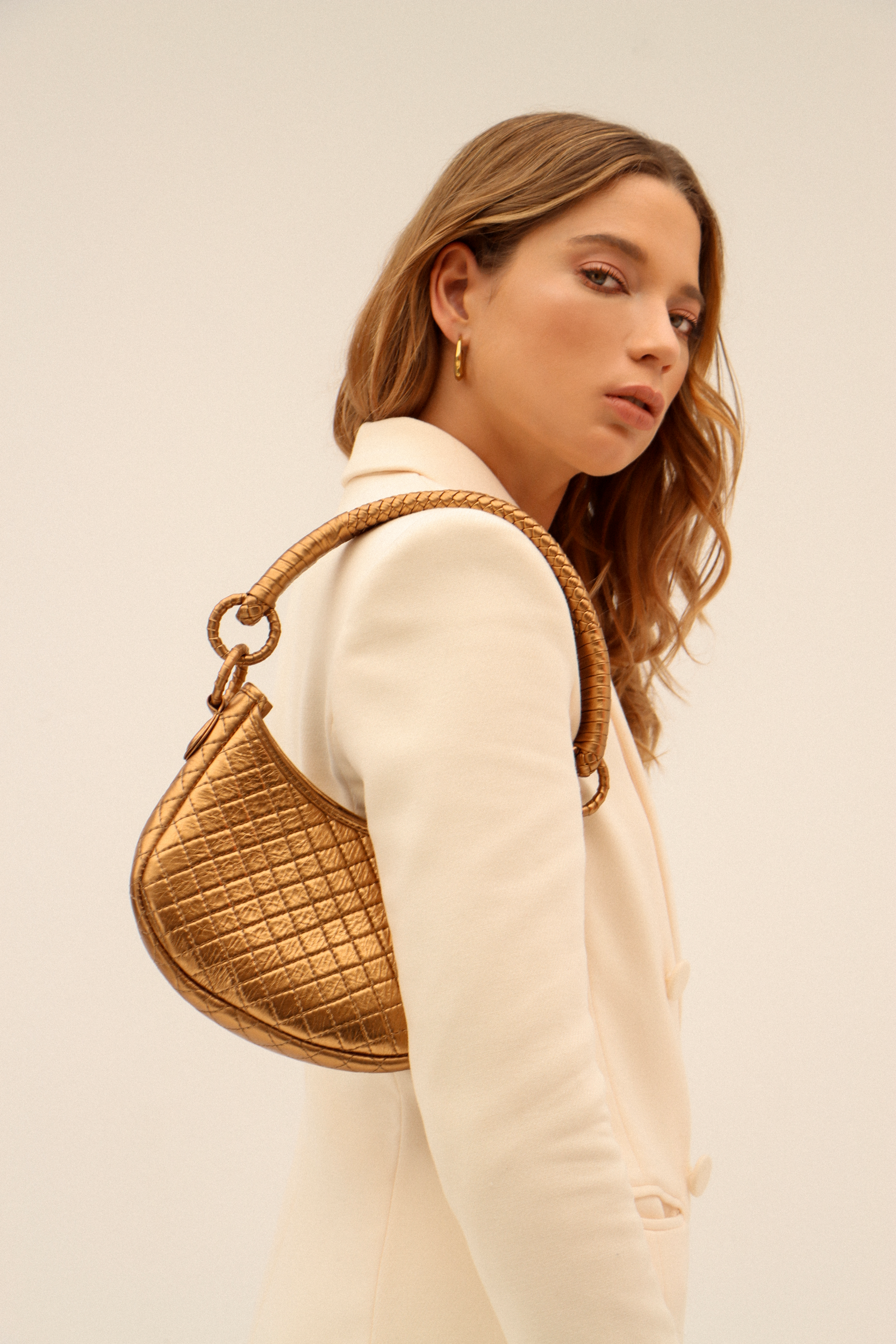 Saddle Mini, Shoulder Bag - Gold