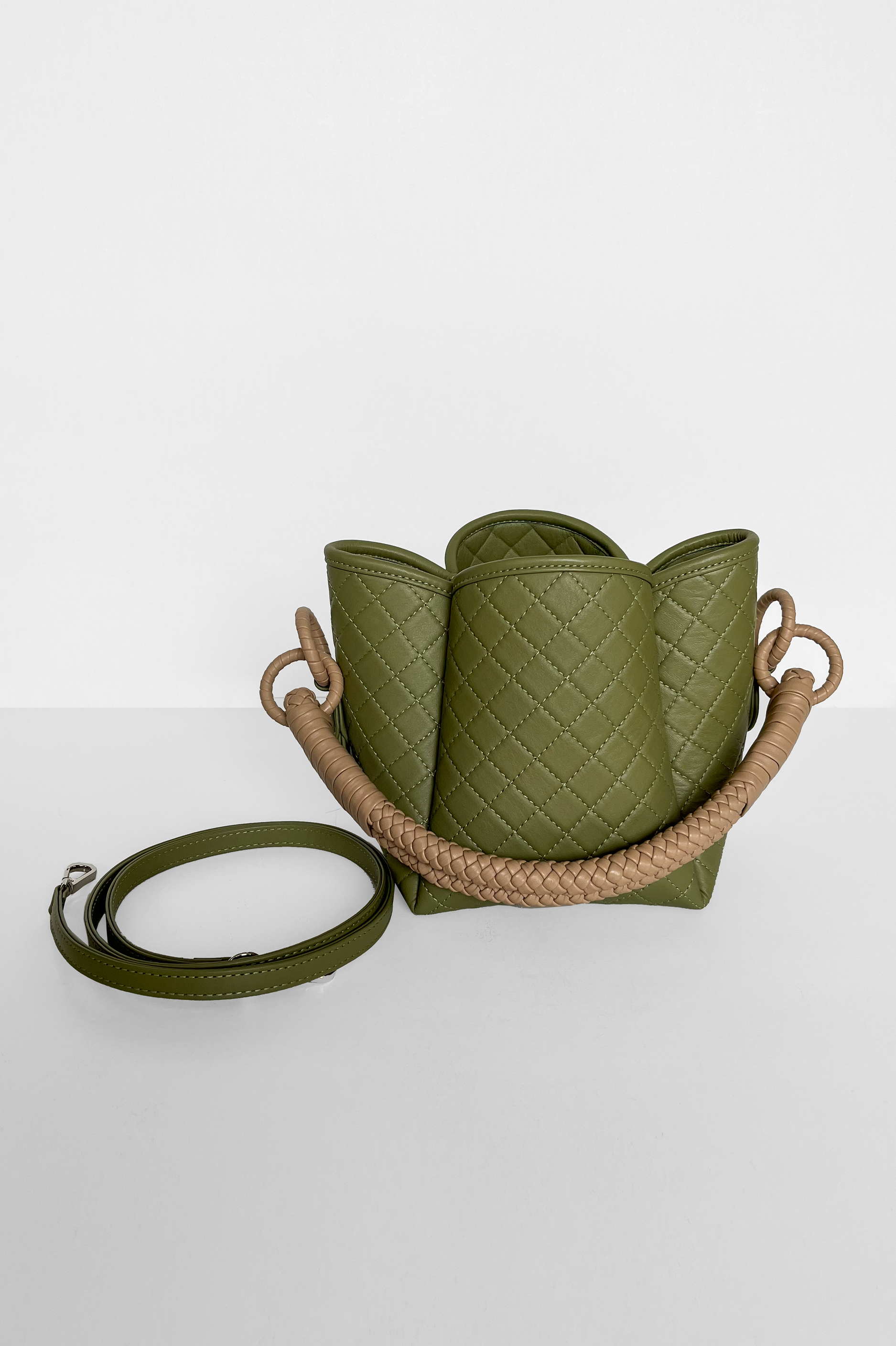 Tulip Mini Bucket Bag, Aloe & Cappuccino