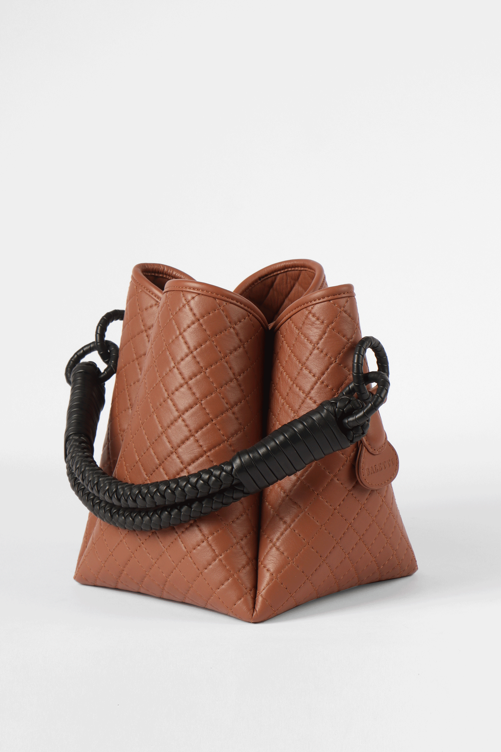 Tulip Bucket Bag, Brandy & Black