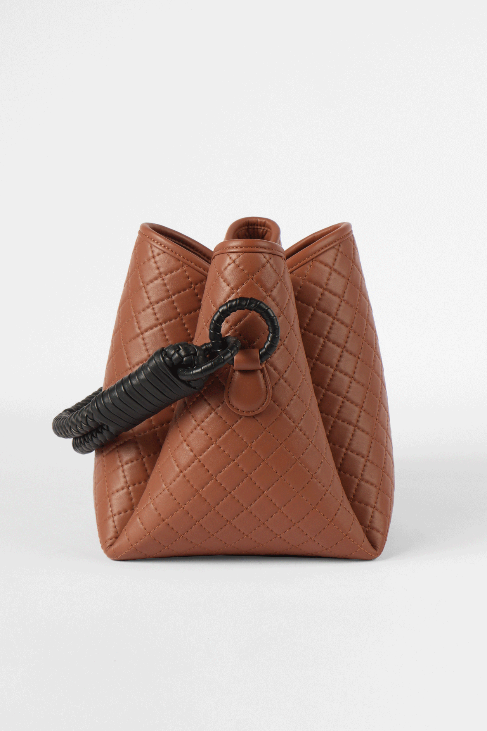 Tulip Bucket Bag, Brandy & Black