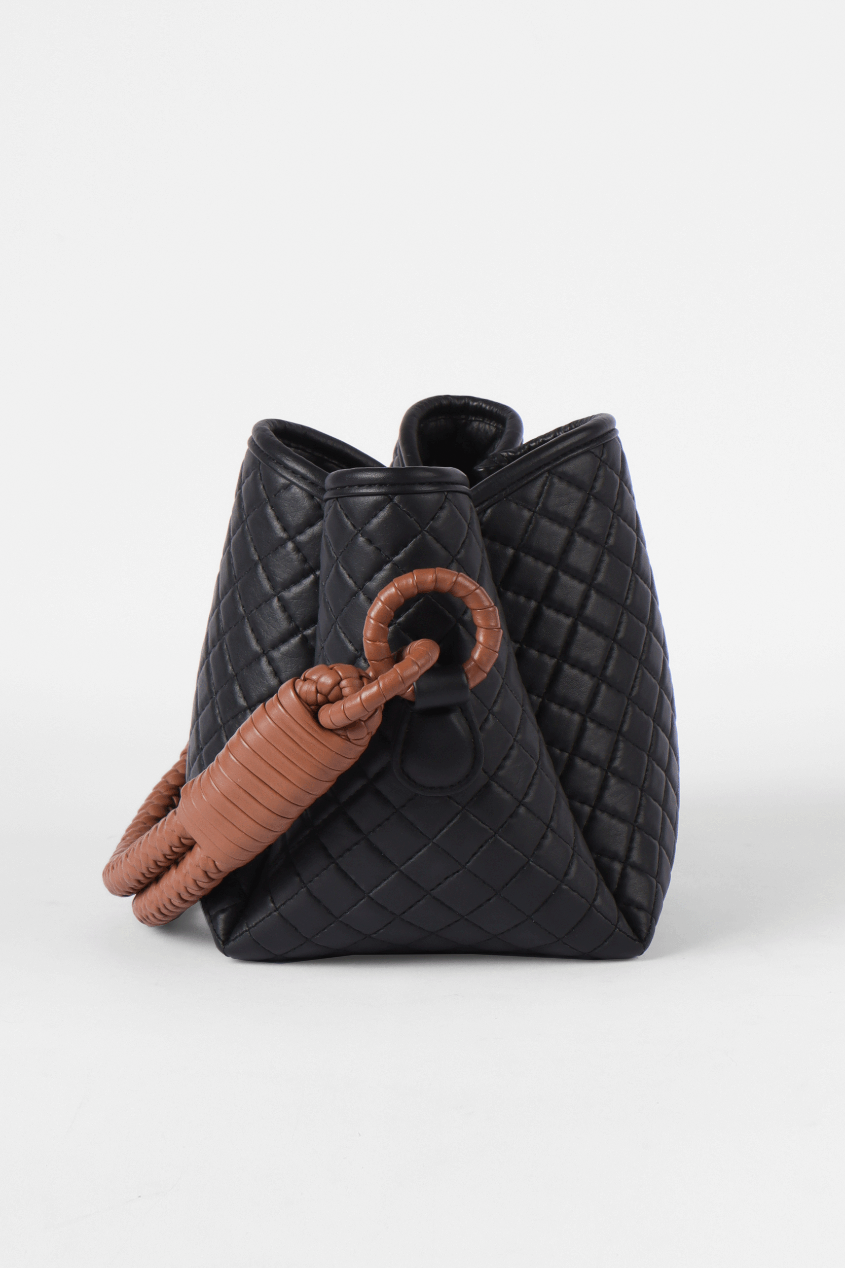 Tulip Mini Bucket Bag, Black & Brandy