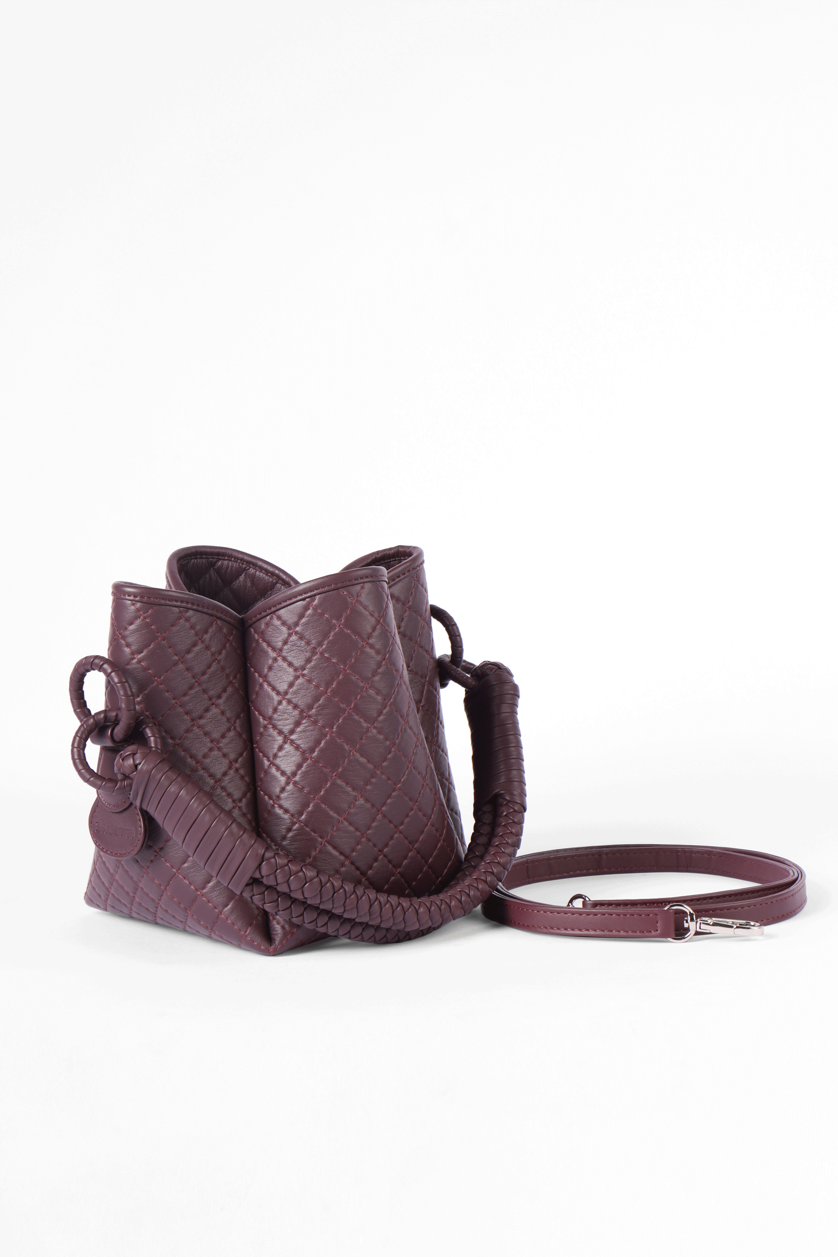 Tulip Mini Bucket Bag, Burgundy