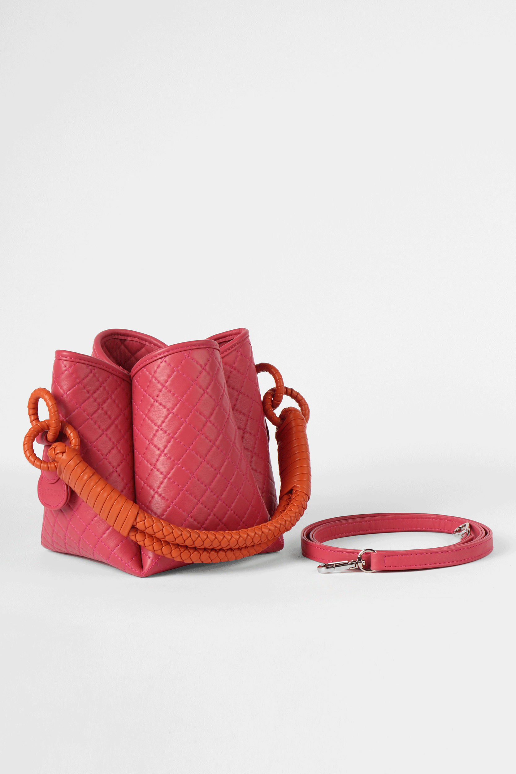 Tulip Mini Bucket Bag, Pink & Orange.