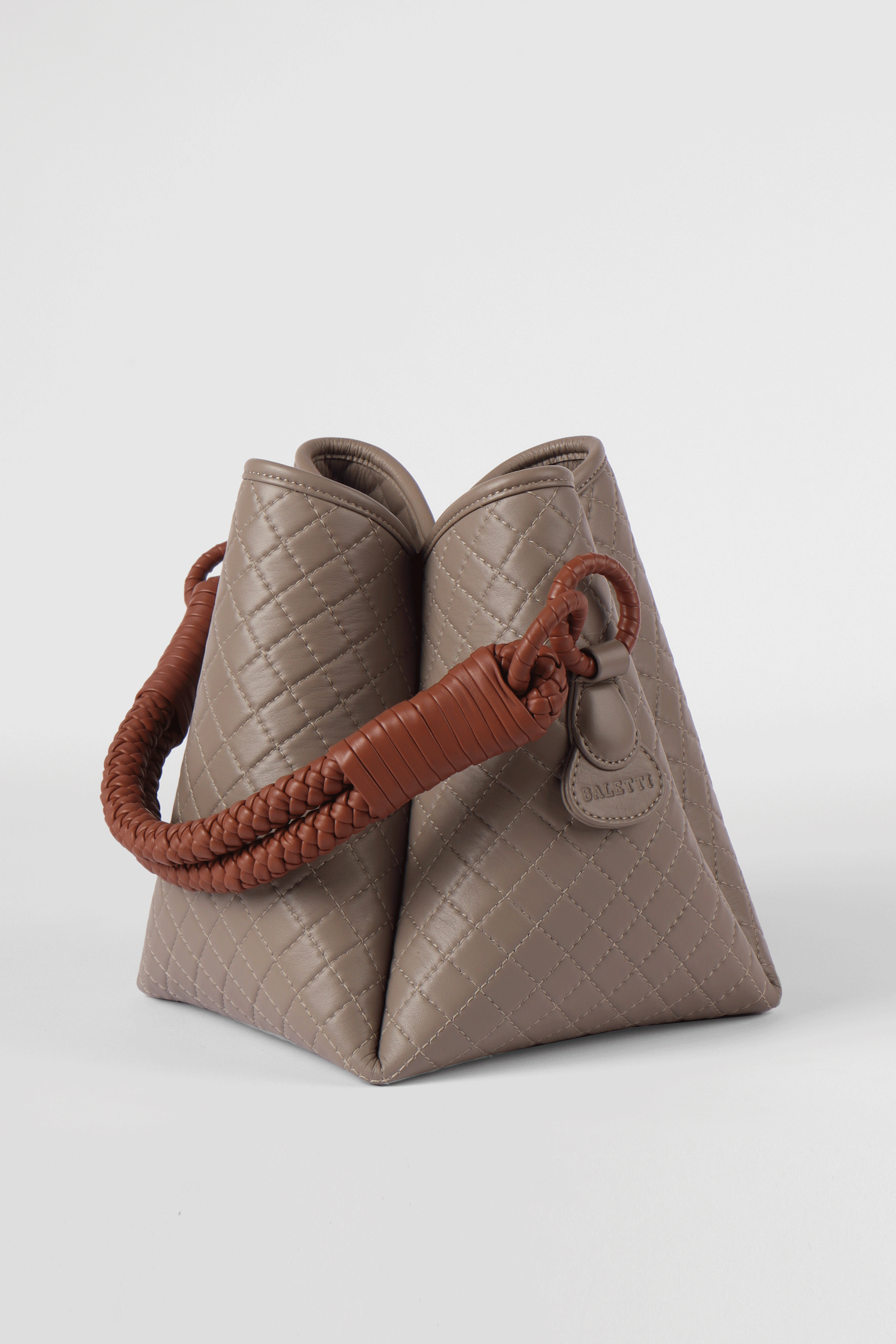 Tulip Bucket Bag, Taupe & Brandy