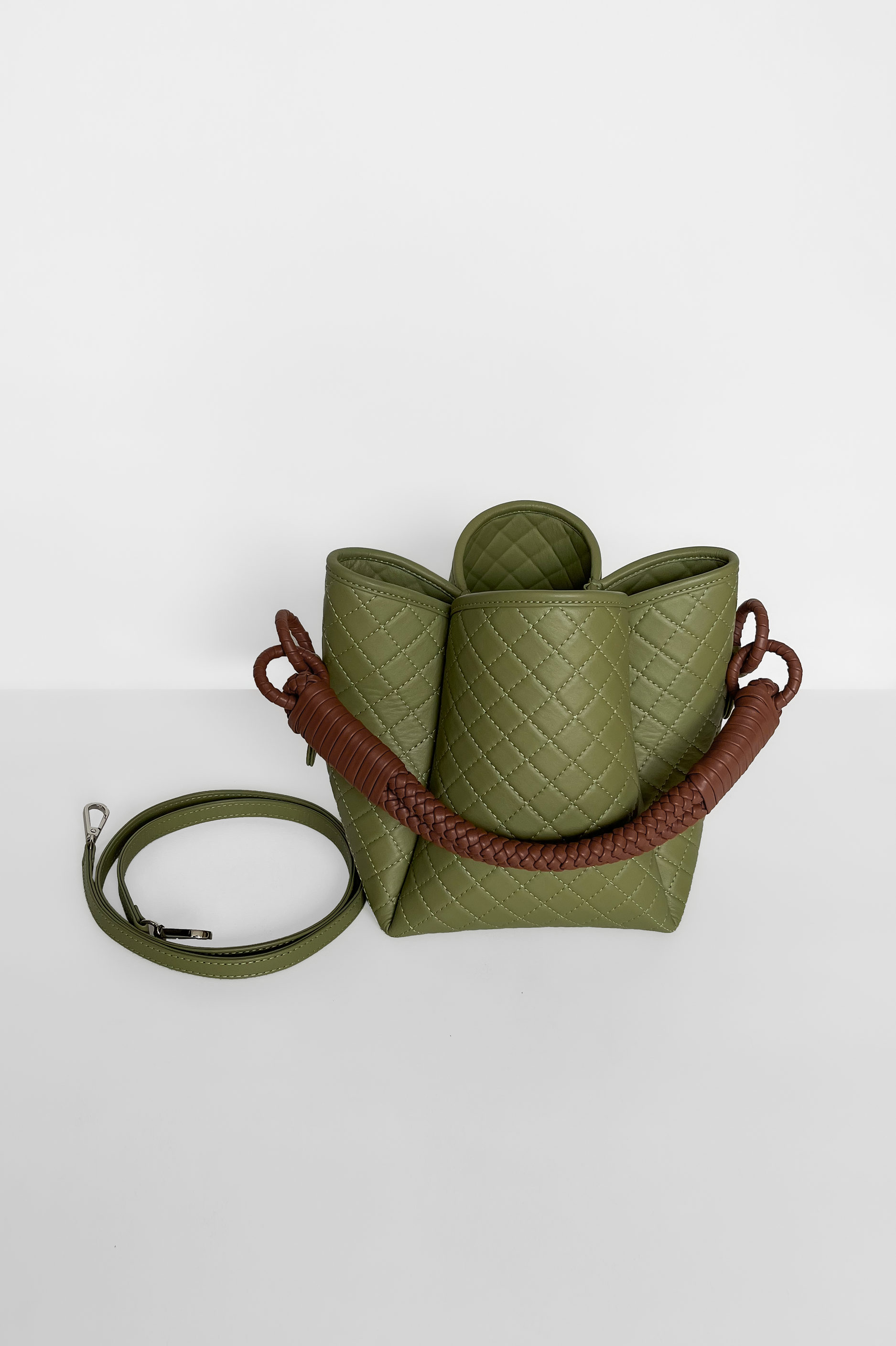 Tulip Bucket Bag, Aloe & Brandy