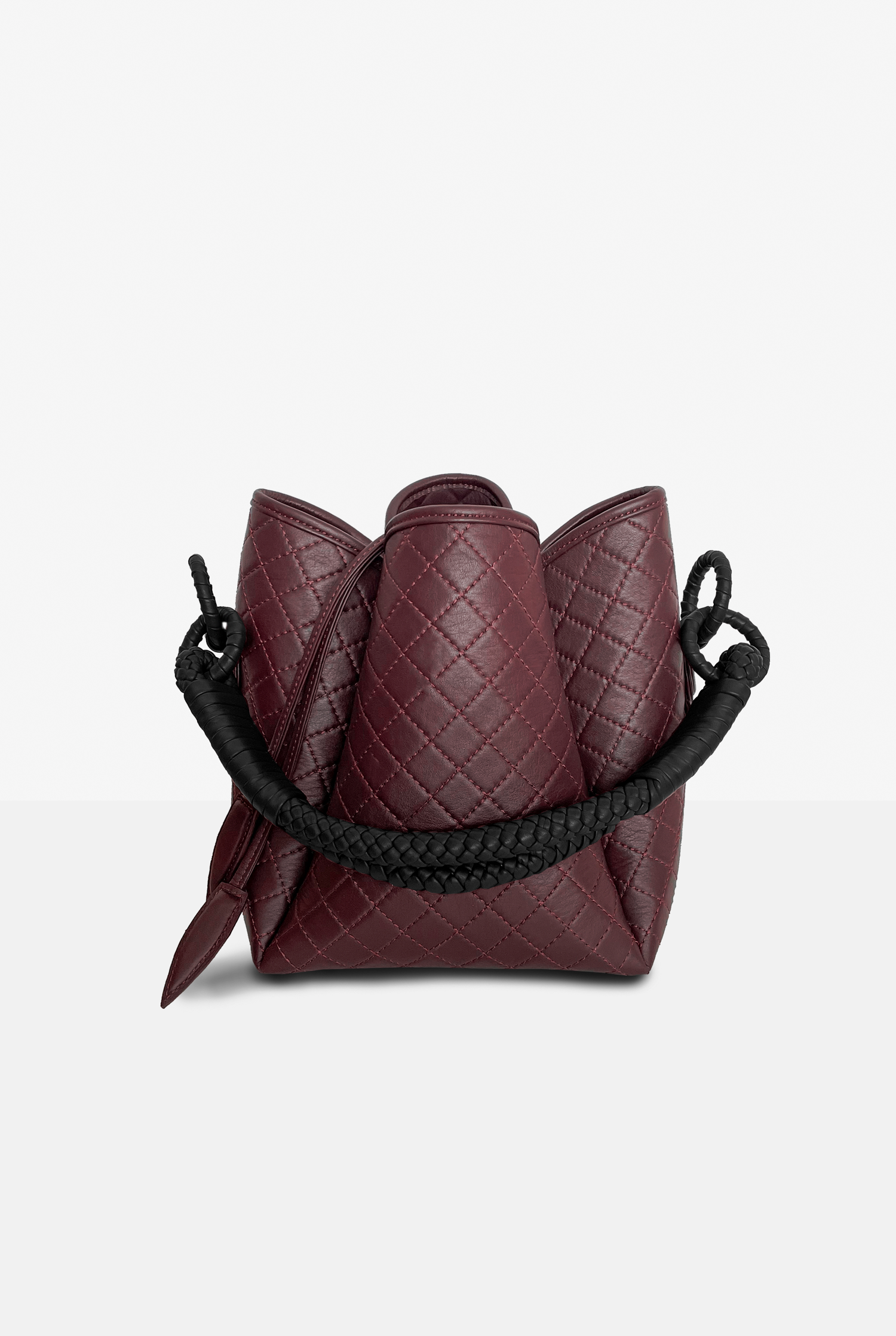 Tulip Bucket Bag, Burgundy & Black