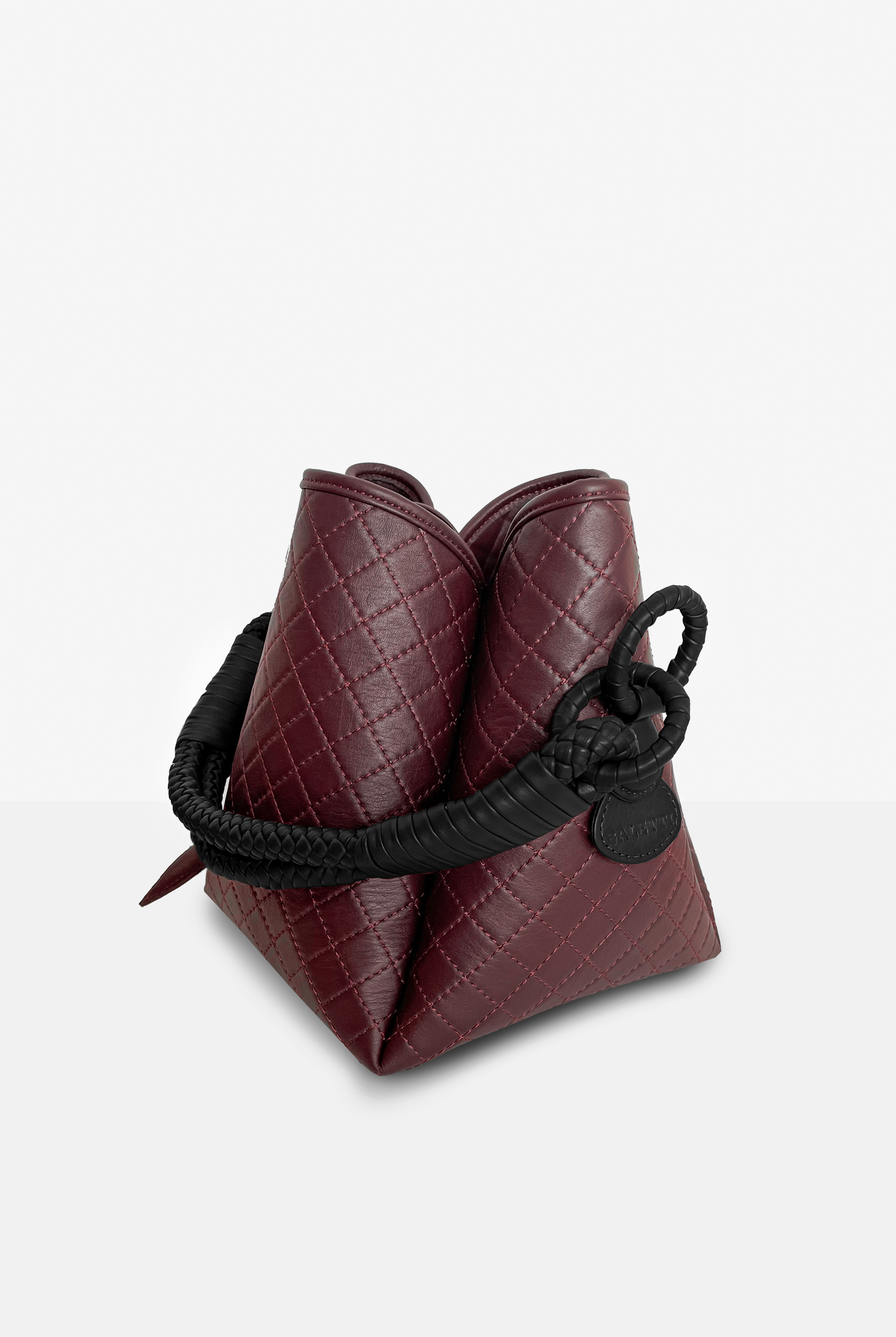 Tulip Bucket Bag, Burgundy & Black