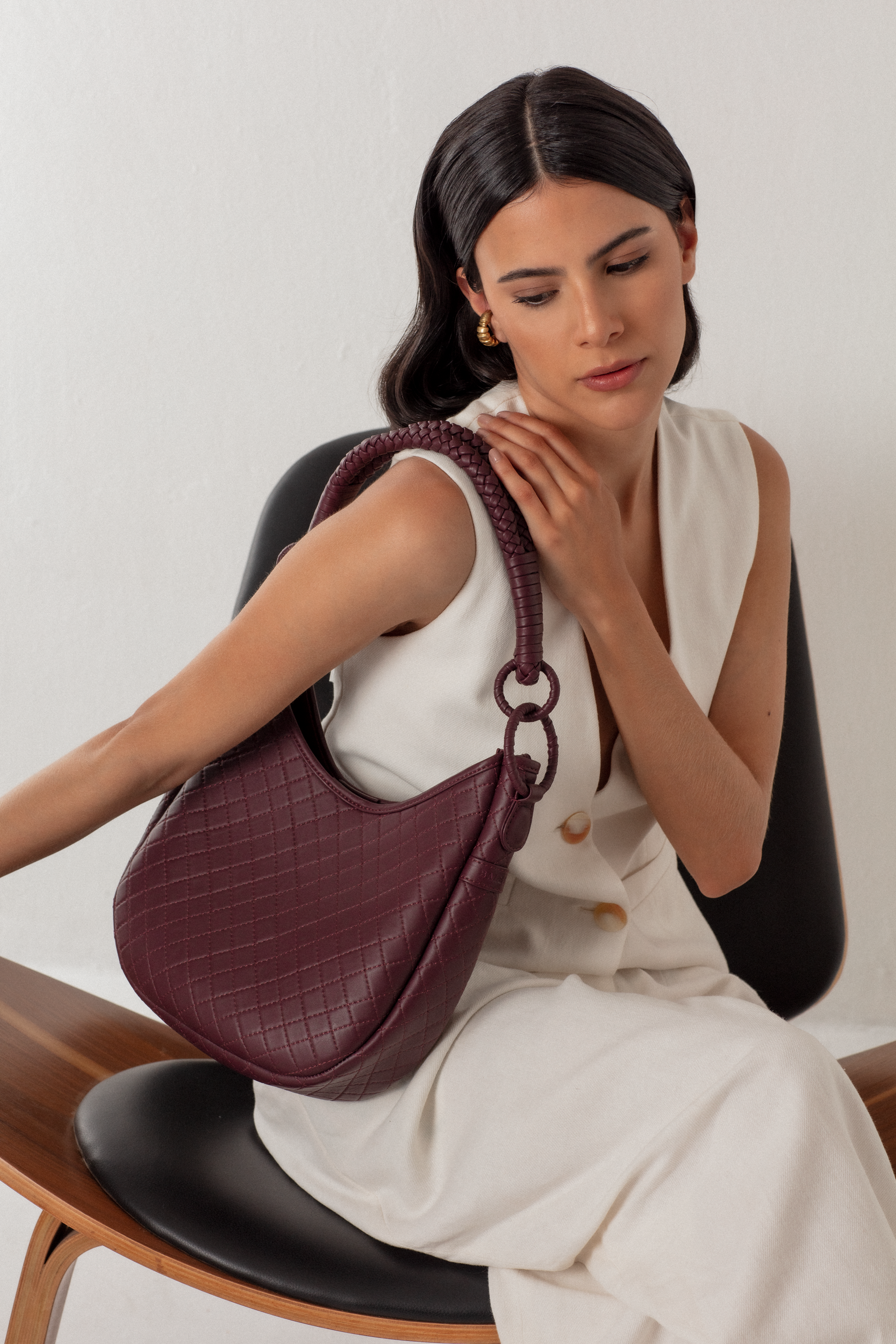 Saddle shoulder bag, hobo, calf leather luxury designer piece