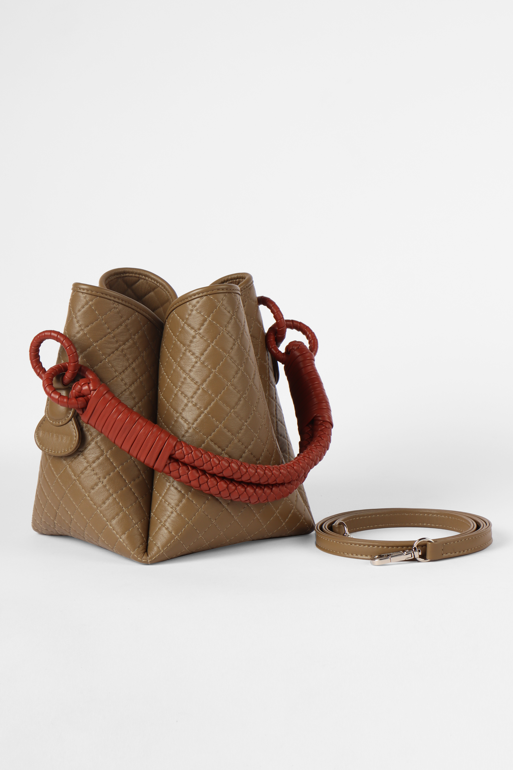 Tulip Bucket Bag, Olive & Brick