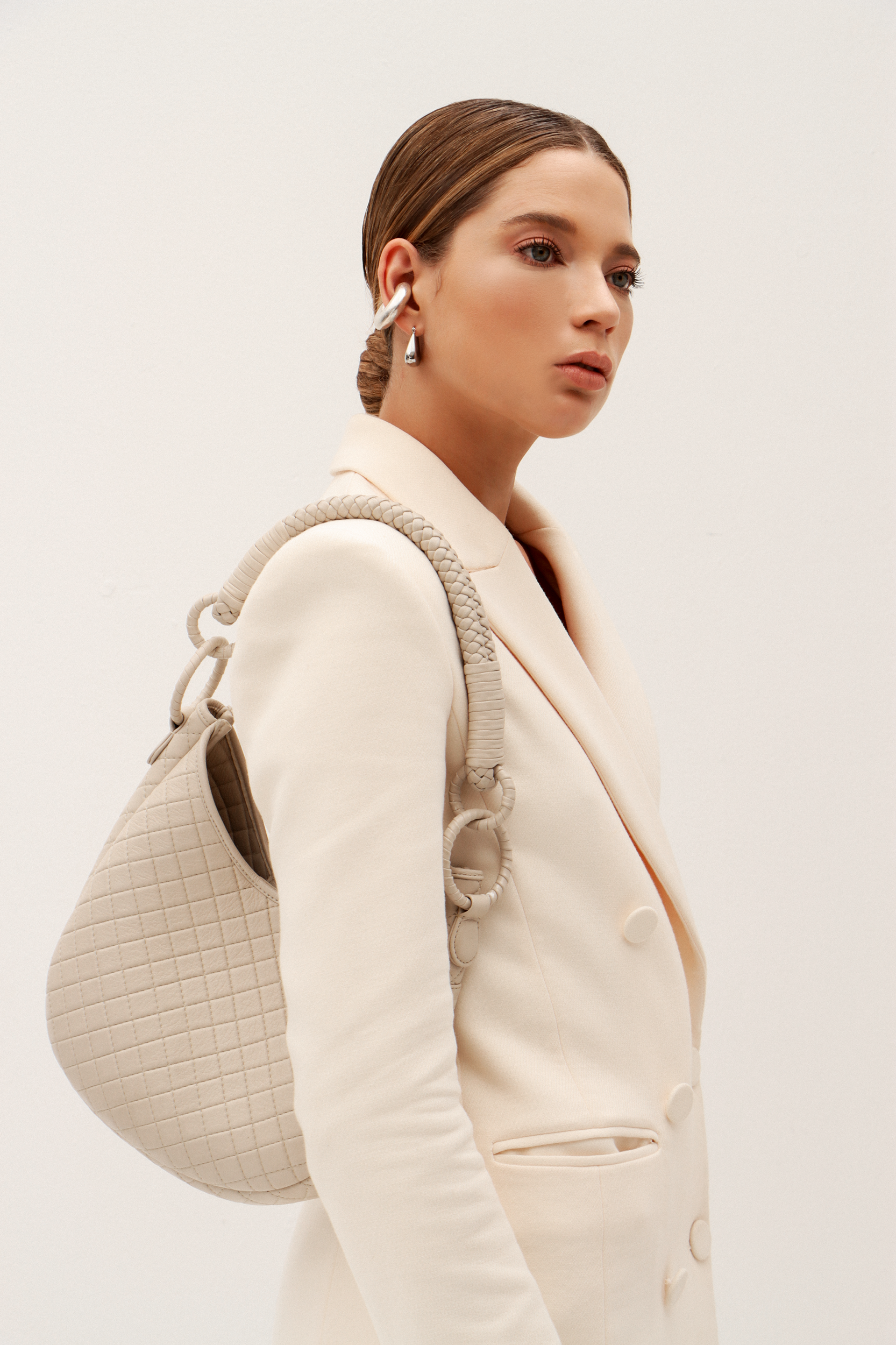 Saddle Shoulder Bag, Beige