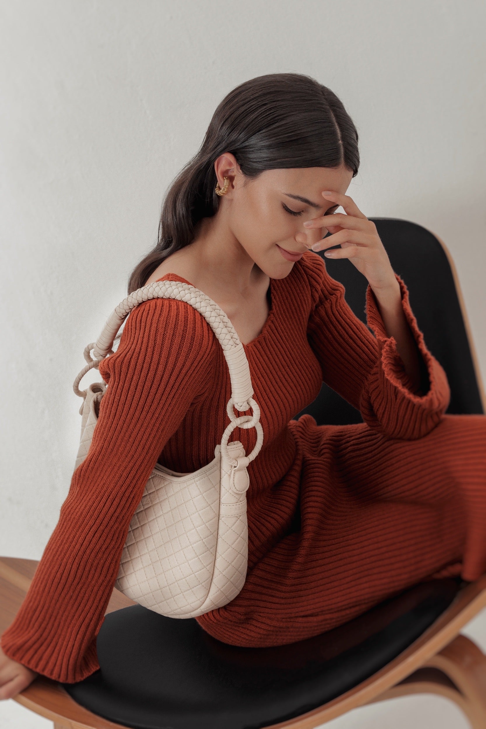 Saddle Shoulder Bag, Beige