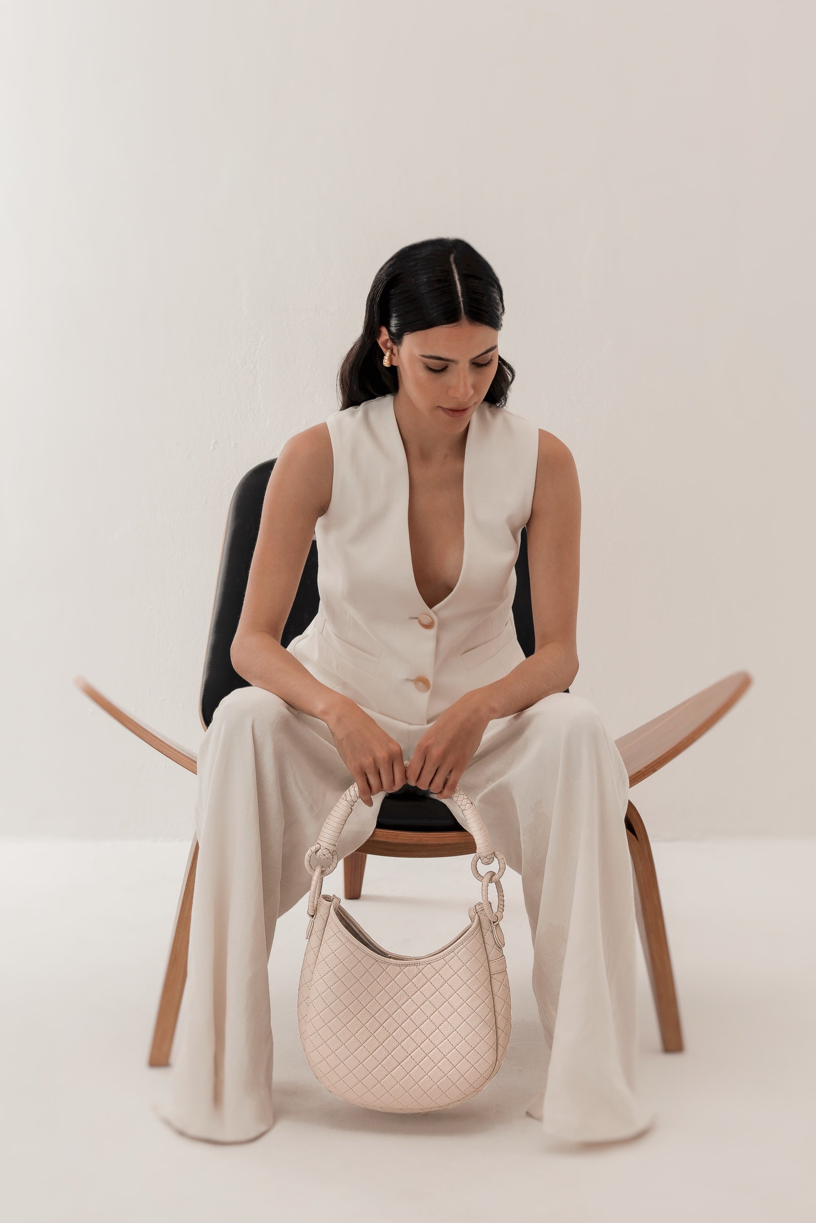 Saddle Shoulder Bag, Beige