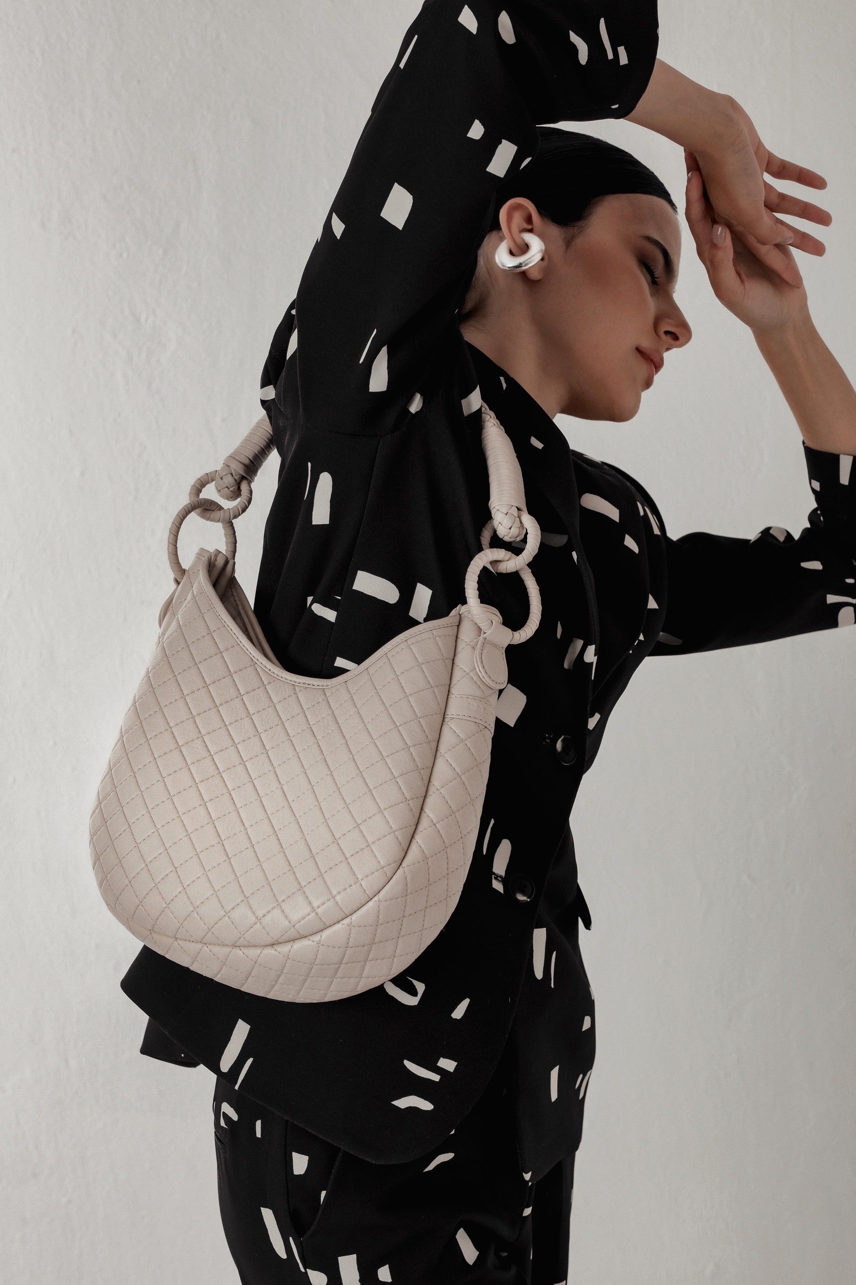 Saddle Shoulder Bag, Beige