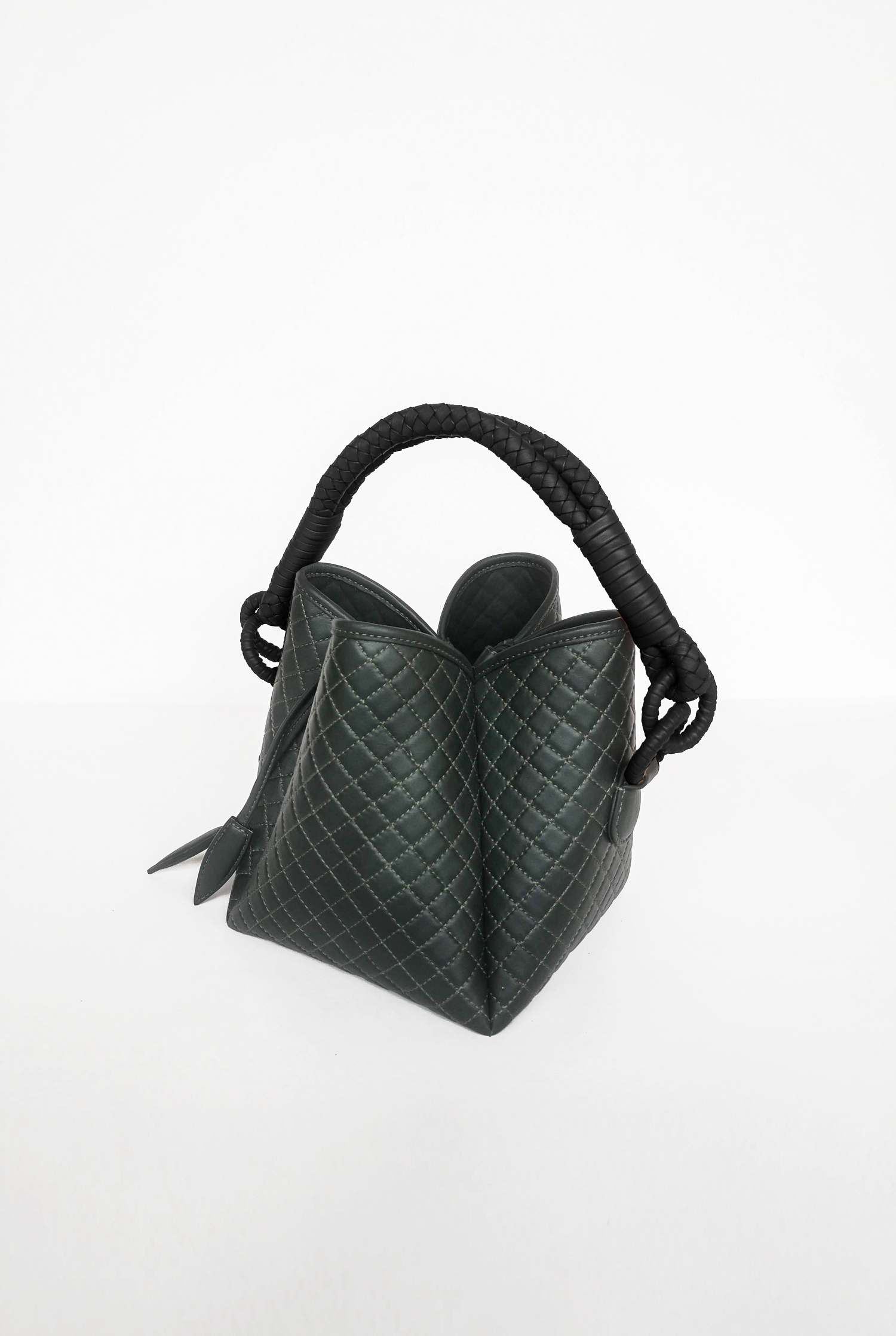 Tulip Mini Bucket Bag, Green & Black
